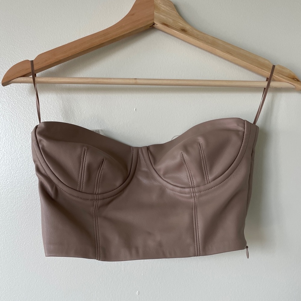 SOLD Zara faux leather bustier top